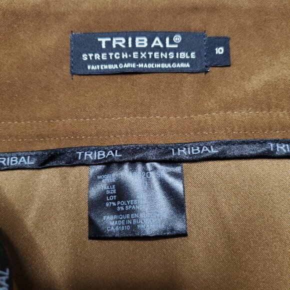 NWOT Tribal Stretch-Extensible Camel Brown Skirt Faux Suede Midi Skirt Size 10 - Picture 5 of 11